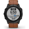 Часы GARMIN FENIX 6X SAPPHIRE BLACK DLC WITH CHESTNUT LEATHER BAND 10302